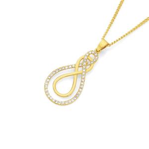 9ct Gold Cubic Zirconia Crossover Double Knot Pendant