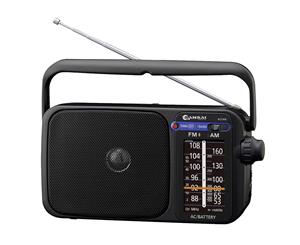 AM/FM Black Portable radio speaker/earphone plug jack/on Battery/Power AC/DC