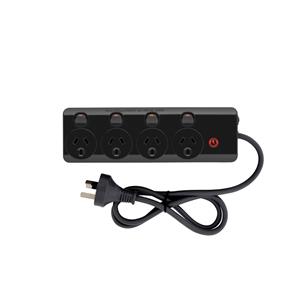 Arlec 4 Outlet Black Surge Protected Powerboard