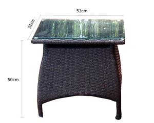 Bali Outdoor Wicker Glass Top Side Table - Charcoal - Outdoor Tables