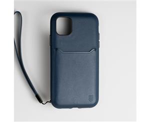 BodyGuardz Accent Wallet Genuine Leather Rugged Case w/ Wrist Strap For iPhone 11 Pro - Navy