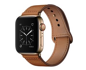 Catzon Watch Band Genuine Leather Loop 42mm 38mm Watchband For iWatch 44mm 40mm For Apple Watch 4/3/2/1 - Red Brown
