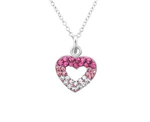 Children's Pink Heart Necklace with Crystals