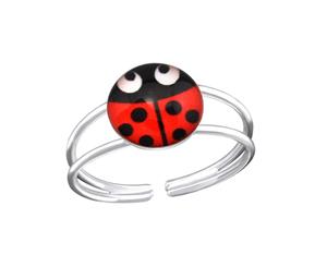 Children's Sterling Silver Ladybug Adjustable Ring