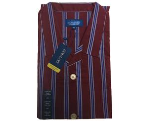 Contare Men's 100% Cotton Pyjamas Long Sleeve Shirt & Pants Set - Red/Blue Stripe