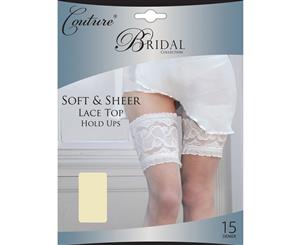 Couture Womens/Ladies Bridal Soft & Sheer Lace Top Hold Ups (1 Pair) (Ivory) - LW128