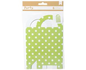 DIY Party Gift Bag Treat Boxes 3.25&quotX6.5&quotX1.5" 6/Pkg-Green & White