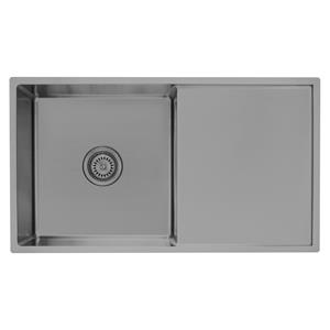 D'LUCCI Gunmetal Grey Single Bowl Sink With Drainer Inset / Undermount