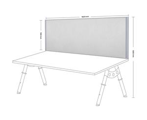 Desk Mounted Privacy Screen Silver Frame - 1600mm - city fabric silver frame screen clamp bracket white