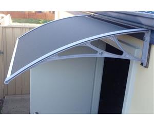 Door Window Single Module Awning Solid Polycarbonate Dark Canopy with Silver Aluminium Frame