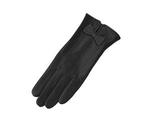 Eastern Counties Leather Womens/Ladies Bow And Stitch Detail Leather Gloves (Black/Black) - EL212