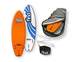 FIND 5ƌ" Tuffrap Thruster Soft Surfboard Softboard + Cover + Leash Package - Orange