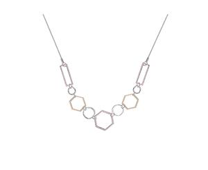 Fable Womens/Ladies Geometric Long Necklace (Silver/Rose Gold) - JW1001