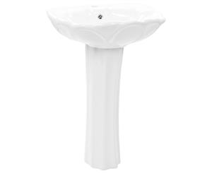 Freestanding Basin Ceramic White with Pedestal Bathroom Wash Hand Sink