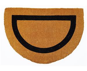 Handwoven Extra Thick Coir Picture Frame Doormat Large Half Round - Natural/Black - Size 60x90 cm