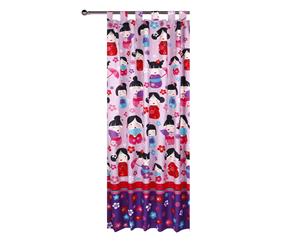 Happy Kids China Doll Tab Top Curtains - Pink
