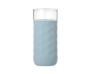 Honeycomb Anti-skid Glass with Silicone Sleeve 380ml in Blue