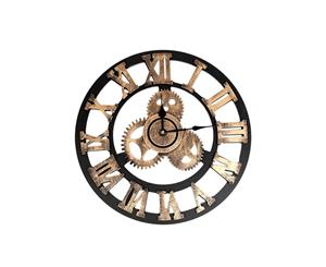 Industrial Style Gear Wall Vintage 3D Clock - Gold