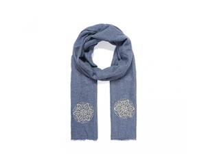 Intrigue Womens/Ladies Triple Embroidered Floral Scarf (Blue) - JW311