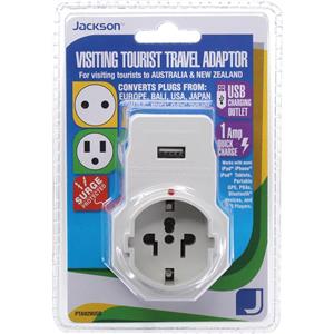 Jackson Incoming Travel Adaptor with USB Charging (Europe USA & Asia)