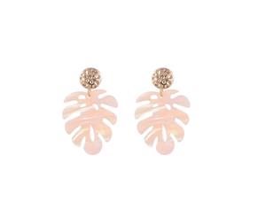 Jewelcity Sunkissed Womens/Ladies Palm Tree Leaf Earrings (Beige) - JW951