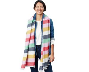 Joules Womens Berkley WarmSuper Soft Fashion Scarf - White Multi Stripe