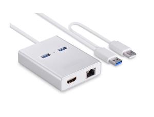 Konix USB 3.0 To HDMI + Ethernet Converter with 2 Port USB 3.0 Hub