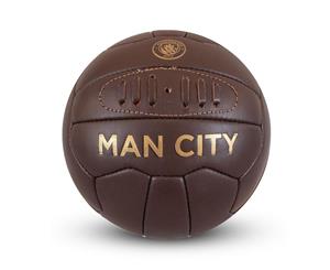 Manchester City Fc Retro Leather Heritage Mini Ball (Brown) - TA4708