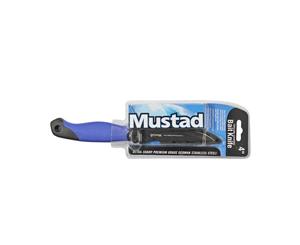 Mustad 4 Inch Stainless Steel Bait Knife with Sheath - Black Teflon Coated