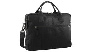 Pierre Cardin Rustic Leather Satchel Bag - Black