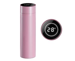 SOGA 500ML Stainless Steel Smart LCD Thermometer Display Bottle Vacuum Flask Thermos Pink