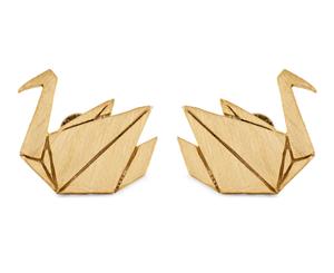 Short Story Swan Earrings - Gold