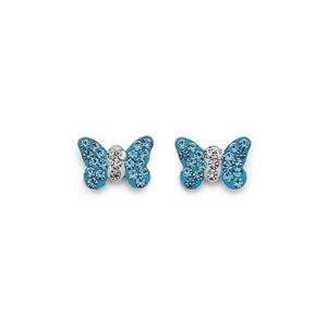 Silver Blue Crystal Butterfly Earrings