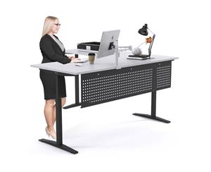 Sit-Stand Range - Electric Corner Standing Desk Black Frame Left or Right Side Return [1800L x 1800W] - white white modesty