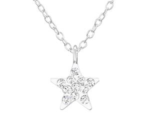 Sterling Silver Kids Star Necklacemade with Swarovski Crystal