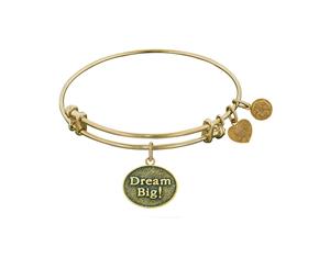 Stipple Finish Brass Dream Big! Angelica Bangle Bracelet 7.25" - White