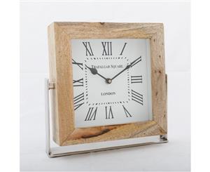 TRAFALGAR SQUARE LONDON Small 20cm Desk Clock - Timber Surround with White Face