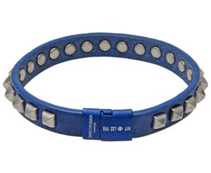 Tateossian Studded Leather Bracelet - Blue
