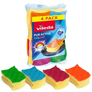 Vileda Non Scratch Colours Sponge Scourer - 4 Pack