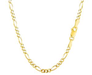14k Yellow Solid Gold Figaro Chain Bracelet 3.0mm