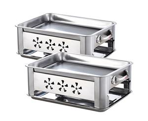 2X 45CM Portable Stainless Steel Outdoor Chafing Dish BBQ Fish Stove Grill Plate