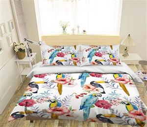3D Parrot Flower 142 Bed Pillowcases Quilt