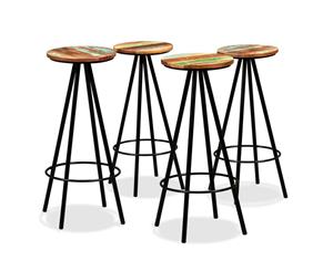 4x Bar Stools Solid Reclaimed Wood and Steel Dining Room Kitchen Chair
