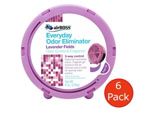 6x airBOSS Everyday Odor Eliminator + Air Freshener in Shelf Tray - Lavender Fields - 6 Pack