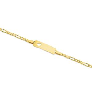 9ct Gold 16cm Figaro 3+1 Identity Bracelet