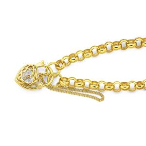 9ct Gold 19cm Belcher Infinity Padlock Bracelet