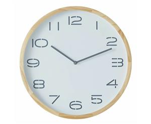 Amalfi Leni 41.5cm Analogue Pine Wood Glass Wall Clock Home Decor Mountable WHT