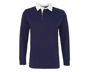 Asquith & Fox Mens Classic Fit Long Sleeve Vintage Rugby Shirt (Navy/ White) - RW3914