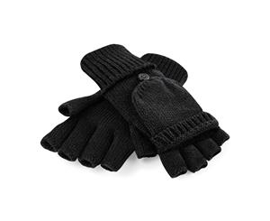 Beechfield Adults Unisex Fliptop Knitted Winter Gloves (Black) - RW5193