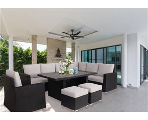 Black Orlando 2-In-1 Outdoor Lounge Dining Setting With Coffee Cushion Cover